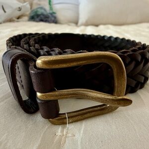 Ralph Lauren Boys Braided Brown Leather Belt Size Small (26”)